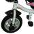 Pepita Little One trike with pink canopy, parent handle, basket and bell, close-up detail of the front wheel