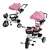 Pepita Little One trike with pink canopy, parent handle, basket and bell, close-up details