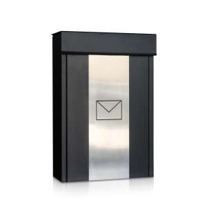 Schwarze Edition Briefkasten, modernes Design, Stahl, Briefkasten, Postzustellung, Außenbereich, Wandmontage, sicher, abschließbar, Briefschlitz, Regenschutz, C4-Briefumschlaggröße, EN 13274 Norm - Trezor