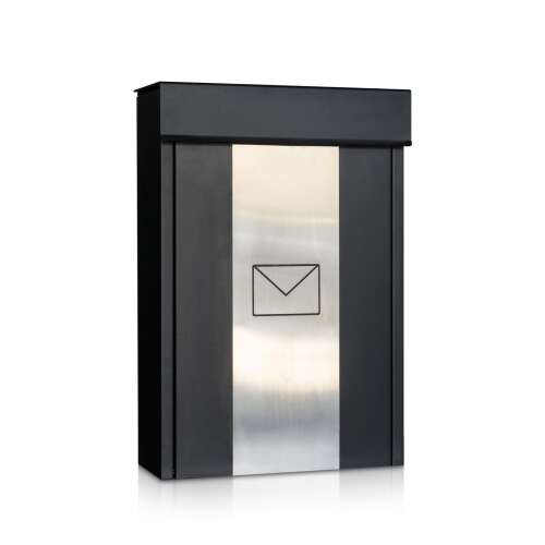 Schwarze Edition Briefkasten, modernes Design, Stahl, Briefkasten, Postzustellung, Außenbereich, Wandmontage, sicher, abschließbar, Briefschlitz, Regenschutz, C4-Briefumschlaggröße, EN 13274 Norm