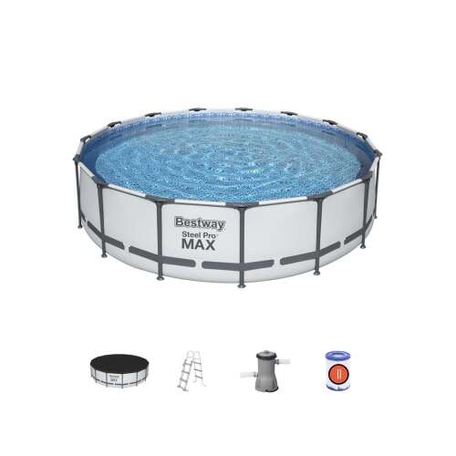 Bestway Steel Pro MAX 457x107 cm fémvázas medence szett vízforgatóval, létrával és alátéttel