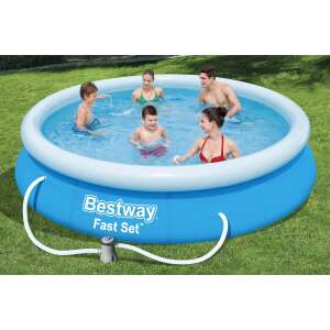 Bestway Fast Set aufblasbarer Pool mit Filterpumpe, 76x366cm, blau, Familienpool, Sommerspaß, Gartenpool - Bestway Aufblasbare Pools