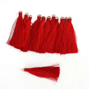 12 darabos piros bojtok, 6cm, kézműveskedéshez, ékszerkészítéshez, lakberendezéshez - Függönyelkötő