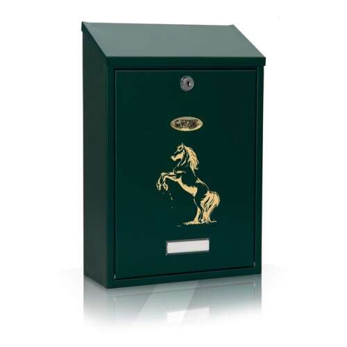 Bau stainless steel mailbox with horse design, green