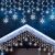 Hópehely LED light curtain decorating a roof, Christmas lights