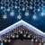 LED snowflake light curtain, 224 cold white LEDs, 3 x 0.75 meters, IP44 waterproof, hanging on a roof
