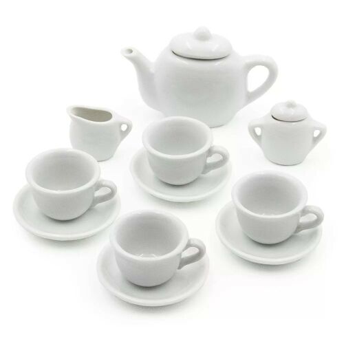 Festetlen kerámia teáskészlet gyerekeknek, Kifesthető Gyerek Teáskészlet