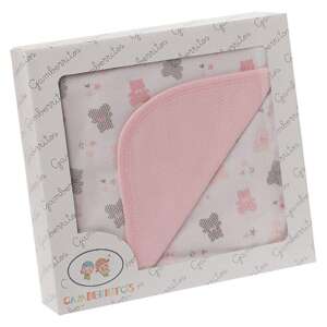 Gamberritos babatakaró, rózsaszín mackós mintával, 80x80cm - Babatakaró