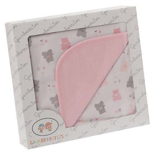 Gamberritos babatakaró, rózsaszín mackós mintával, 80x80cm