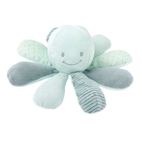 Nattou Lapidou Octopus Green Plush Toy, soft and cuddly for babies, with multiple textures and activities