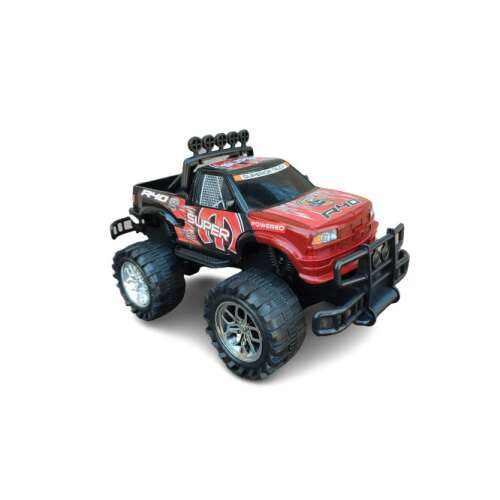 Fekete-piros Super Truck R40 távirányítású autó, ferde nézet