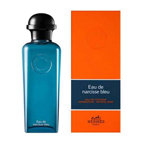 Hermès Eau de Narcisse Bleu 100 ml teszter, kék illatüveg fekete kupakkal és narancssárga dobozzal - Hermés