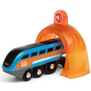 Set de tren de început Brio Smart Tech cu tunel, tren albastru și portocaliu cu sunet și lumină - Tren, element feroviar, autostradă