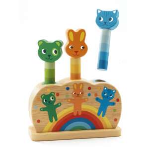 Djeco Hipp-hupp - Pipop pidoo Pop-up-Spielzeug mit Bär, Hase und Katze - Babywalker, Lauflernhilfen und Entwicklungsspiele für Kleinkinder