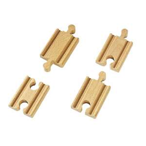 Brio World Mini Şine Drepte 33333, 4 pachete de șine de tren din lemn - Tren, element feroviar, autostradă