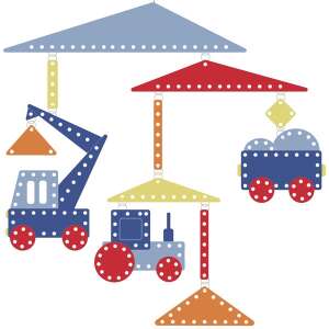 Djeco Little Big Room Мобилен телефон с конструкция, цветен мобилен телефон с строителни машини за детската стая - Висулка за детска стая