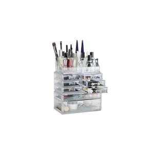 NONO Smink Tároló 8 Fiókkal, átlátszó akril smink tároló rekeszekkel ecsetekhez, rúzshoz, szemhéjpalettákhoz és egyebekhez - Kozmetikai rendszerező