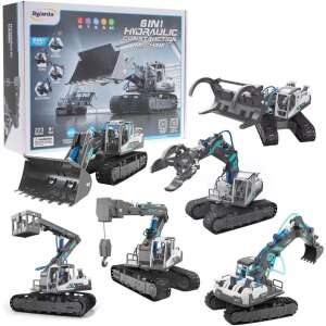 Utilaje constructie de jucarie, Ramiz, 6 in 1, Plastic, cu 223 piese, Multicolor