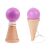Ice cream shaped skill ball game, purple and natural wood