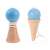 Wooden ice cream cone catch game, with a ball on a string, in blue color