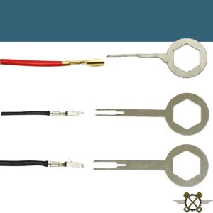 Terminal removal tool set detail, showing various connector types and removal tools - Tool Set