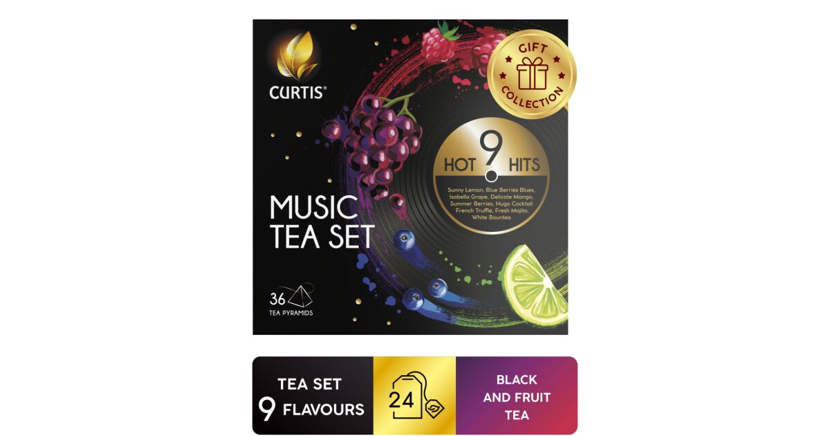 Curtis Music Tea Set piramis filteres tea válogatás 9 ízzel, 63,2 g ...
