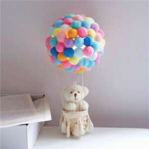 Hőlégballonos éjjeli fény készítő szett - Színes hőlégballonos éjjeli fény macival 83225754 