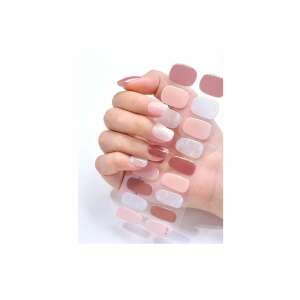 UV gél köröm matricák, könnyű felhelyezés, tartós, 20 darab, 6 minta, rózsaszín, fehér, csillogó - Körömmatrica