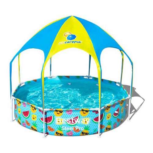 Bestway Steel Pro Splash in Shade fémvázas medence napernyővel, 244x51cm, gyerekeknek és a családnak