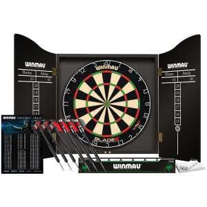 Winmau Blade 6 Championship darts szett darttáblával, szekrény, nyilak, dobóvonal, krétával és poszterrel - Darts