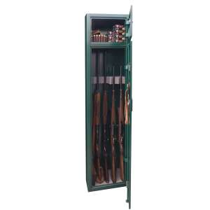 Diana Standard 5 gun safe, green, with open door, showing interior with gun storage and ammo compartment - Gun safe