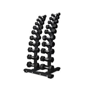 VirtuFit Deluxe Kézisúlyzó Tartó tele súlyzókkal, elölnézet - VirtuFit