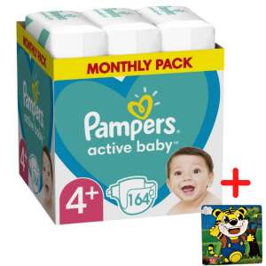 Pampers Active Baby havi Pelenkacsomag 10-15kg Maxi 4+ (164db) + Ajándék fa Puzzle