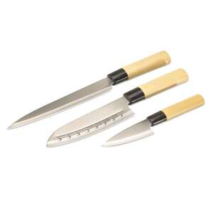 3 részes japán stílusú késkészlet fa nyéllel - Kés