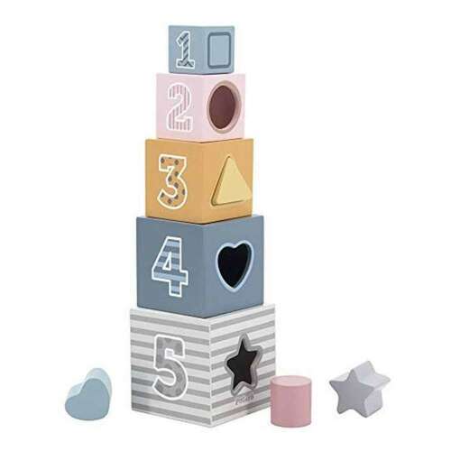 VIGA PolarB Pyramid Educațional Puzzle Sortare Cuburi de construcție