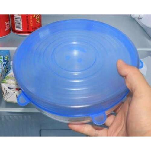 Kék szilikon nyújtható fedők tálakhoz, 6 db-os készlet, különböző méretekben