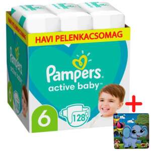 Pampers Active Baby havi Pelenkacsomag 13-18kg Junior 6 (128db) + Ajándék fa Puzzle