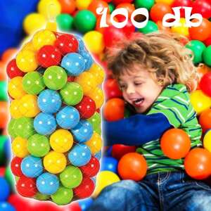 100 db-os műanyag labdák vidám színekben labdamedencékhez - kül és beltéri használatra egyaránt (BBJ) 83250676 