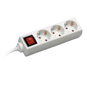 Priză multiplă Commel 0815 cu 3 prize și întrerupător, albă - Prize