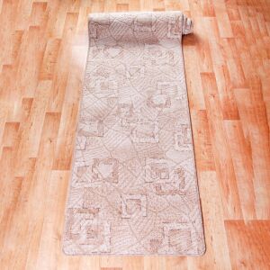 Kockás bézs futószőnyeg 70x300 cm fa padlón - Lakberendezés