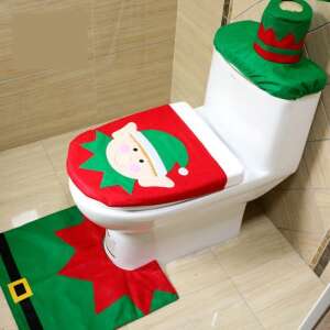 Christmas toilet seat cover set with elf design, includes toilet seat cover, toilet lid cover, and floor mat - Nonbrand Christmas Decoration
