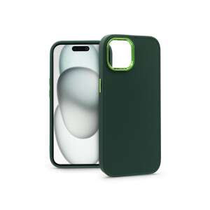 Haffner Frame iPhone 15 case, green, front and back view - Haffner