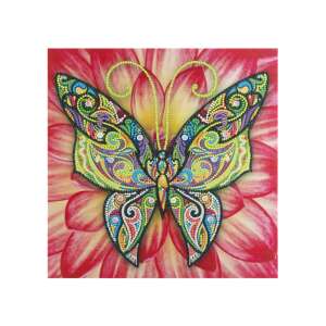 Grafix Diamantmalerei Leinwand Schmetterling 30 x 30 cm, Nahaufnahme des fertigen Diamantbildes - Grafix