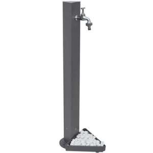 New York texturált szürke kerti állókút vödörtartóval és tömlővéges kifolyócsappal - Kerti kút és csap