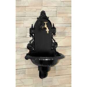 VERONA fekete öntött alumínium falikút réz kerti csappal - Kerti kút és csap