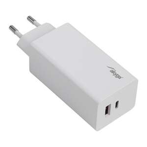 Akyga AK-CH-20 încărcător de perete USB-C și USB-A de 100W, alb, vedere din unghi - Adaptoare de rețea