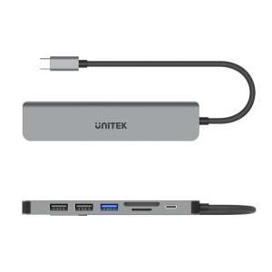 Unitek uHUB S7+ 7 az 1-ben USB-C Hub 100W-os Power Delivery-vel, 4K HDMI, 3x USB-A, SD és TF kártya olvasóval - Unitek
