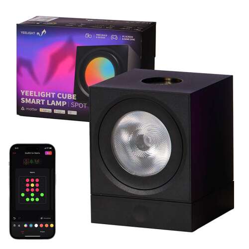 Yeelight Cube Smart Lamp Spot, black, white light, with box and app
