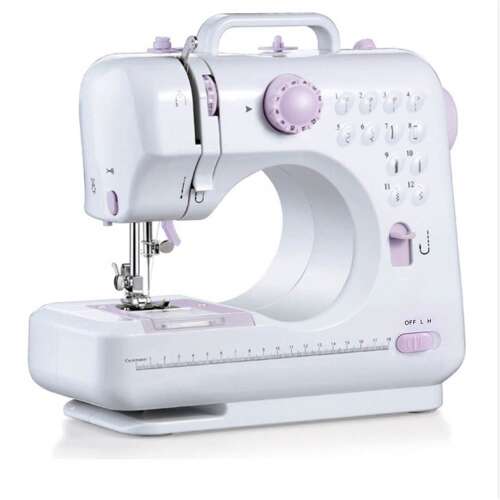 Timeless Tools Portable Mini Sewing Machine with Accessories, Compact, 12 Stitch Patterns, White