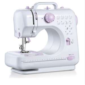 Timeless Tools Portable Mini Sewing Machine with Accessories, Compact, 12 Stitch Patterns, White